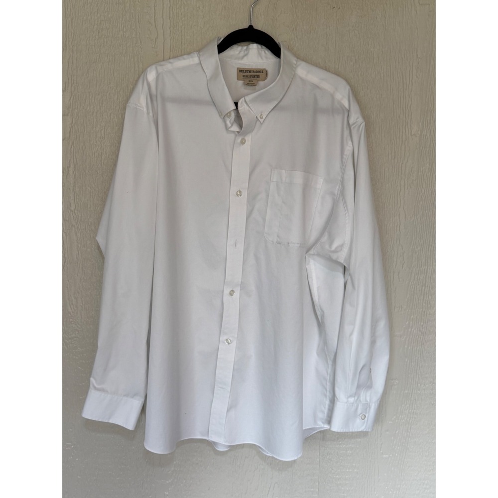 Duluth Trading Co Wrinklefighter White Button Down Shirt Mens 2XL Long Sleeve